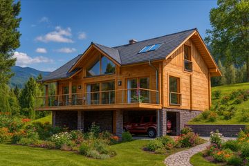  Projekt domu A-151 Dom świerkowa z bali (BBD1272) - projekt domu parterowego z poddaszem - Zdjęcie 5