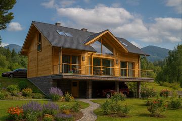  Projekt domu A-151 Dom świerkowa z bali (BBD1272) - projekt domu parterowego z poddaszem - Zdjęcie 2