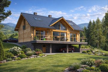  Projekt domu A-151 Dom świerkowa z bali (BBD1272) - projekt domu parterowego z poddaszem - Zdjęcie 2