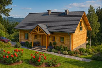  Projekt domu A-151 Dom świerkowa z bali (BBD1272) - projekt domu parterowego z poddaszem - Zdjęcie 3