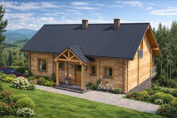  Projekt domu A-151 Dom świerkowa z bali (BBD1272) - projekt domu parterowego z poddaszem - Zdjęcie 4