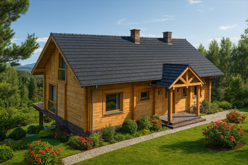  Projekt domu A-151 Dom świerkowa z bali (BBD1272) - projekt domu parterowego z poddaszem - Zdjęcie 4