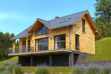  Projekt domu A-151 Dom świerkowa z bali (BBD1272) - projekt domu parterowego z poddaszem - Zdjęcie 1