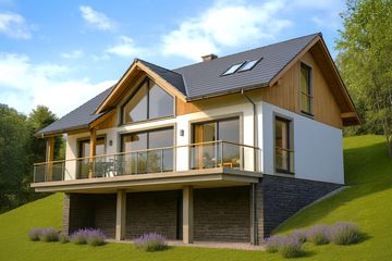  Projekt domu A-151 Dom świerkowa szkieletowy (BBD1271) - projekt domu parterowego z poddaszem - Zdjęcie 1