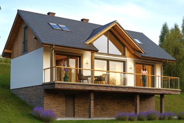  Projekt domu A-151 Dom świerkowa szkieletowy (BBD1271) - projekt domu parterowego z poddaszem - Zdjęcie 2