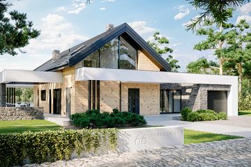  Projekt domu HomeKoncept 66 A G1 (KRX1117) - projekt domu parterowego z poddaszem - Zdjęcie 1