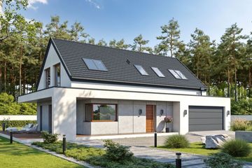  Projekt domu Dostrzegalny D71 (WWB1080) - projekt domu parterowego z poddaszem - Zdjęcie 1