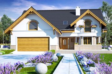  Projekt domu Wega z garażem 2-st. [A] (WRF2072) - projekt domu parterowego z poddaszem - Zdjęcie 1