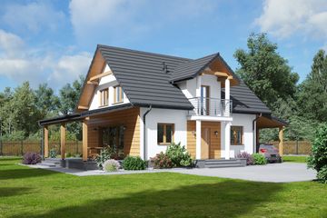  Projekt domu Paczkowice 55m (KRP2374) - projekt domu parterowego z poddaszem - Zdjęcie 1