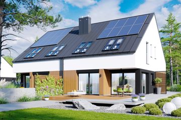  Projekt domu Lukas II G1 wersja A (bliźniak) energo (WRC2770) - projekt domu parterowego z poddaszem - Zdjęcie 1