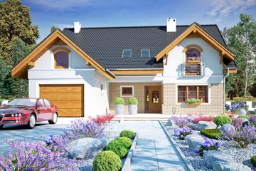  Projekt domu Wega II z garażem 1-st. [A] (WRF2074) - projekt domu parterowego z poddaszem - Zdjęcie 1