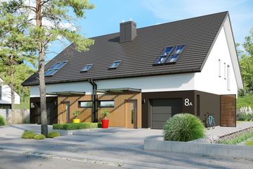  Projekt domu Lukas II G1 wersja B (bliźniak) energo (WRC2771) - projekt domu parterowego z poddaszem - Zdjęcie 1