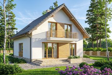 Projekt domu Lungo 6 - parterowy z poddaszem dom o powierzchni 129,57 m², dach dwuspadowy - ujęcie 2
