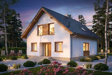 Projekt domu Lungo 6 - parterowy z poddaszem dom o powierzchni 129,57 m², dach dwuspadowy - ujęcie 3