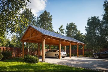  Projekt wiaty garażowej G366 - Wiata drewniana (PRA1396) - projekt wiaty parterowego - Zdjęcie 1