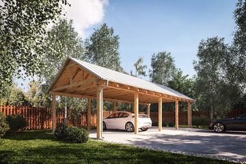  Projekt wiaty garażowej G366 - Wiata drewniana (PRA1396) - projekt wiaty parterowego - Zdjęcie 1