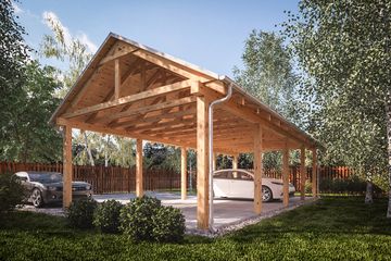  Projekt wiaty garażowej G366 - Wiata drewniana (PRA1396) - projekt wiaty parterowego - Zdjęcie 2