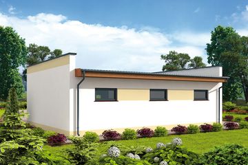 Projekt budynku gospodarczego G316 budynek gospodarczo-garażowy - parterowy dom o powierzchni 61 m², dach płaski - ujęcie 2