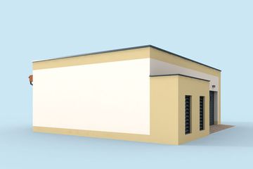 Projekt budynku gospodarczego G316 budynek gospodarczo-garażowy - parterowy dom o powierzchni 61 m², dach płaski - ujęcie 3