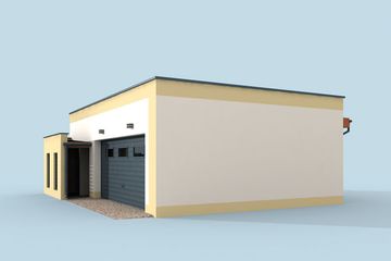 Projekt budynku gospodarczego G316 budynek gospodarczo-garażowy - parterowy dom o powierzchni 61 m², dach płaski - ujęcie 4
