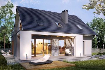 Projekt domu Etiuda 2G - parterowy z poddaszem dom o powierzchni 149,50 m², dach dwuspadowy - ujęcie 2