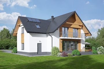 Projekt domu Grochowice 1 mg - parterowy z poddaszem dom o powierzchni 165 m², dach dwuspadowy - ujęcie 2