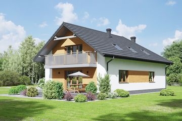 Projekt domu Kasztanowo 3mgg - parterowy z poddaszem dom o powierzchni 182,50 m², dach wielospadowy - ujęcie 2