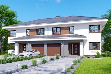  Projekt domu APS 330 dwulokalowy (LUA1495) - projekt domu z pełnym piętrem - Zdjęcie 1