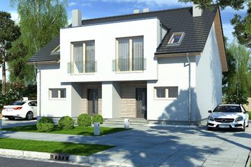  Projekt domu Iskra bliźniak C (WRR1064) - projekt domu parterowego z poddaszem - Zdjęcie 1