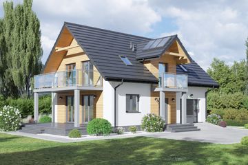  Projekt domu Miastko 1mg (KRP2404) - projekt domu parterowego z poddaszem - Zdjęcie 1