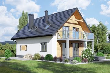  Projekt domu Miastko 1mg (KRP2404) - projekt domu parterowego z poddaszem - Zdjęcie 2