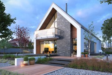  Projekt domu Idealny 2 (WAW1137) - projekt domu parterowego z poddaszem - Zdjęcie 1