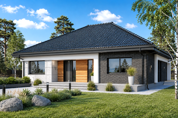 Projekt domu Sej-pro 060/2 energo - parterowy dom o powierzchni 137,76 m², dach kopertowy - ujęcie 2