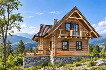 Projekt domu L-119 z bali - parterowy z poddaszem dom o powierzchni 72,99 m², dach dwuspadowy - ujęcie 3