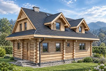 Projekt domu L-226 z bali - parterowy z poddaszem dom o powierzchni 122,91 m², dach dwuspadowy - ujęcie 3