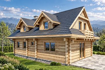 Projekt domu L-226 z bali - parterowy z poddaszem dom o powierzchni 122,91 m², dach dwuspadowy - ujęcie 4