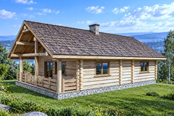 Projekt domu L-240 z bali - parterowy z poddaszem dom o powierzchni 115,68 m², dach dwuspadowy - ujęcie 2