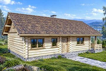 Projekt domu L-240 z bali - parterowy z poddaszem dom o powierzchni 115,68 m², dach dwuspadowy - ujęcie 3