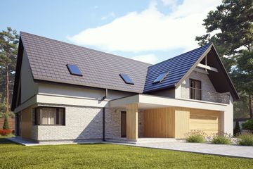 Projekt domu uA163v1 (WCB1230) - projekt domu parterowego z poddaszem - Zdjęcie 1