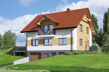  Projekt domu Jaworzynka duża 19m (KRP2418) - projekt domu parterowego z poddaszem - Zdjęcie 1