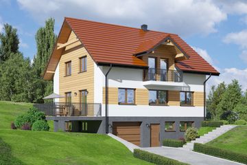  Projekt domu Jaworzynka duża 19m (KRP2418) - projekt domu parterowego z poddaszem - Zdjęcie 2
