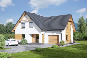  Projekt domu Głogówek 1 mkg (KRP2430) - projekt domu parterowego z poddaszem - Zdjęcie 1