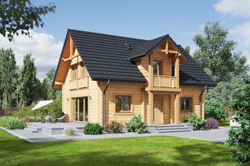 Projekt domu Paczków 55dw - parterowy z poddaszem dom o powierzchni 122,03 m², dach dwuspadowy - ujęcie frontu