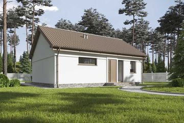 Projekt domu Kos LMB146 - parterowy dom o powierzchni 54,69 m², dach dwuspadowy - ujęcie 2
