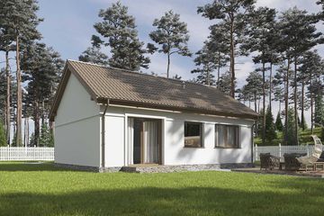 Projekt domu Kos LMB146 - parterowy dom o powierzchni 54,69 m², dach dwuspadowy - ujęcie 3