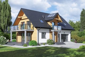  Projekt domu Miastko 3 mgg (KRP2442) - projekt domu parterowego z poddaszem - Zdjęcie 1