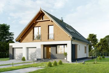  Projekt domu E-260 (WAX1181) - projekt domu parterowego z poddaszem - Zdjęcie 1