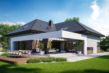  Projekt domu HomeKoncept 28 wariant 02 (KRX1137) - projekt domu parterowego z poddaszem - Zdjęcie 1