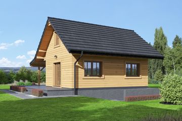  Projekt domu Hoczew mała 19 dws (KRP2455) - projekt domu parterowego z poddaszem - Zdjęcie 2