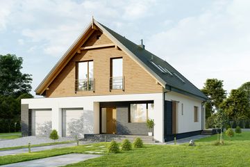  Projekt domu E-265 (WAX1182) - projekt domu parterowego z poddaszem - Zdjęcie 1